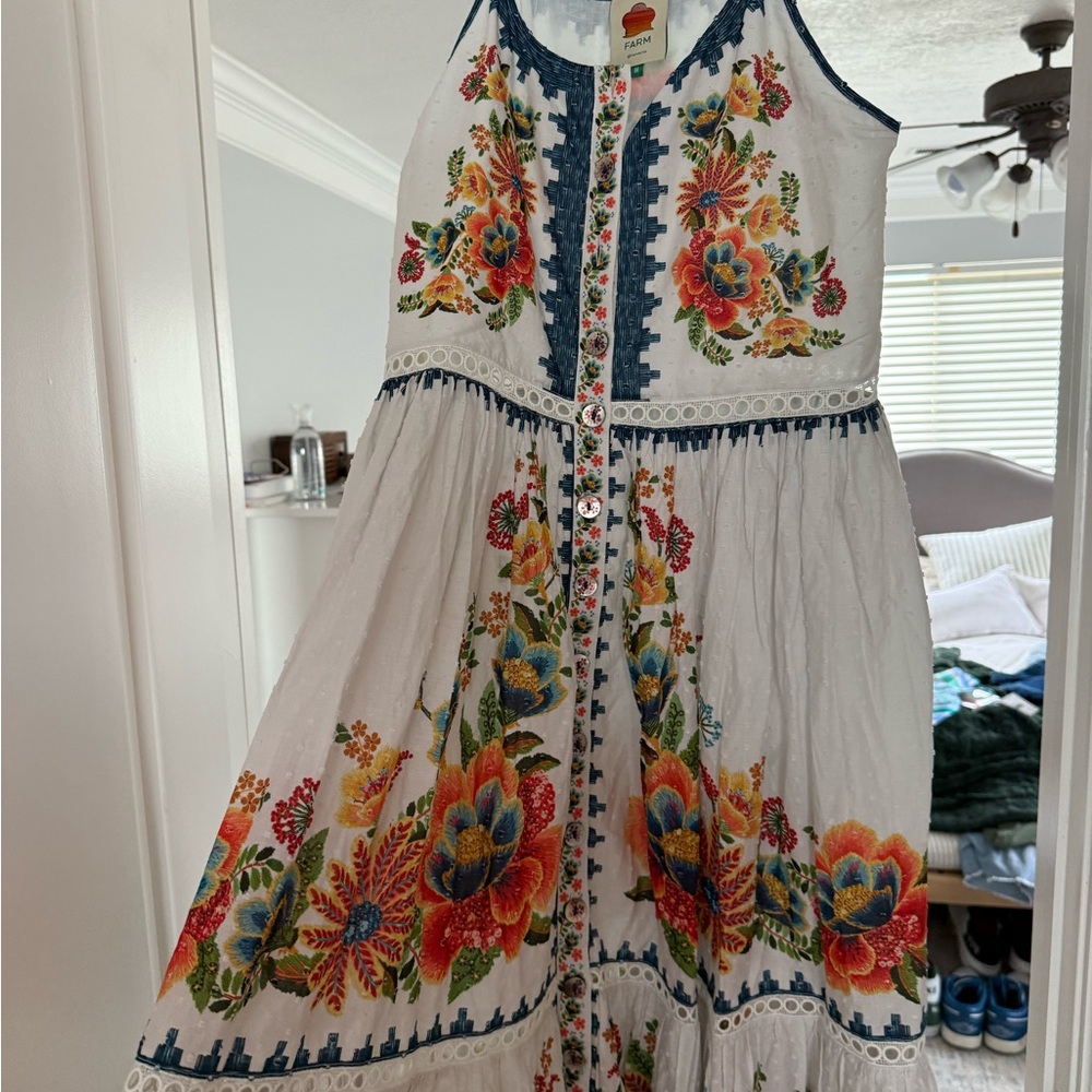Farm rio Floral Embroidered Sleeveless Dress